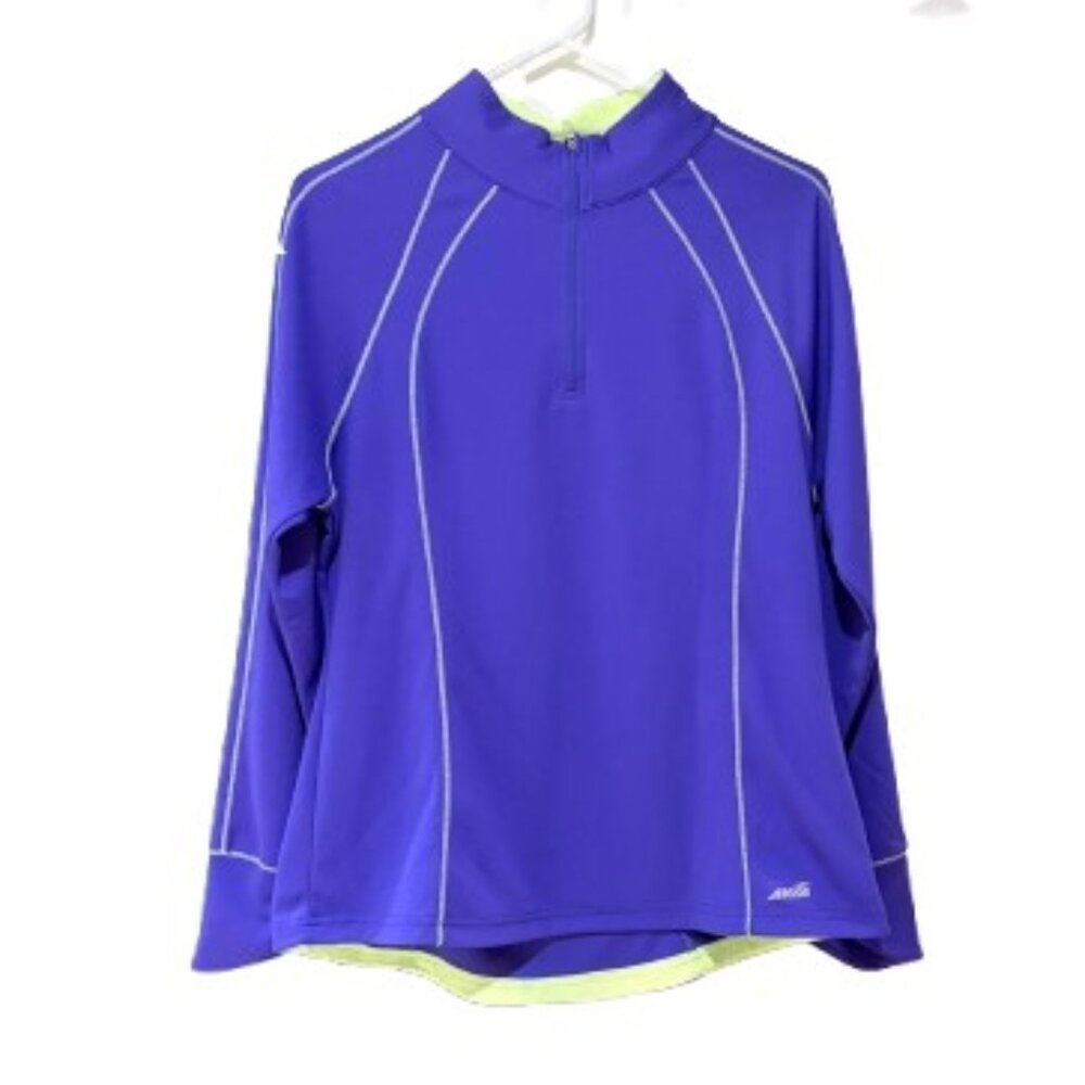 Avia Women's Purple Performance 1/4 Zip Pullover Jacket - Lime Accent (Lg) - LNC